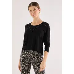 MA GRIFFE - Polera Manga Larga Negro Mujer Magriffe