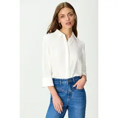 IO - Blusa Lisa Crudo Manga 3/4