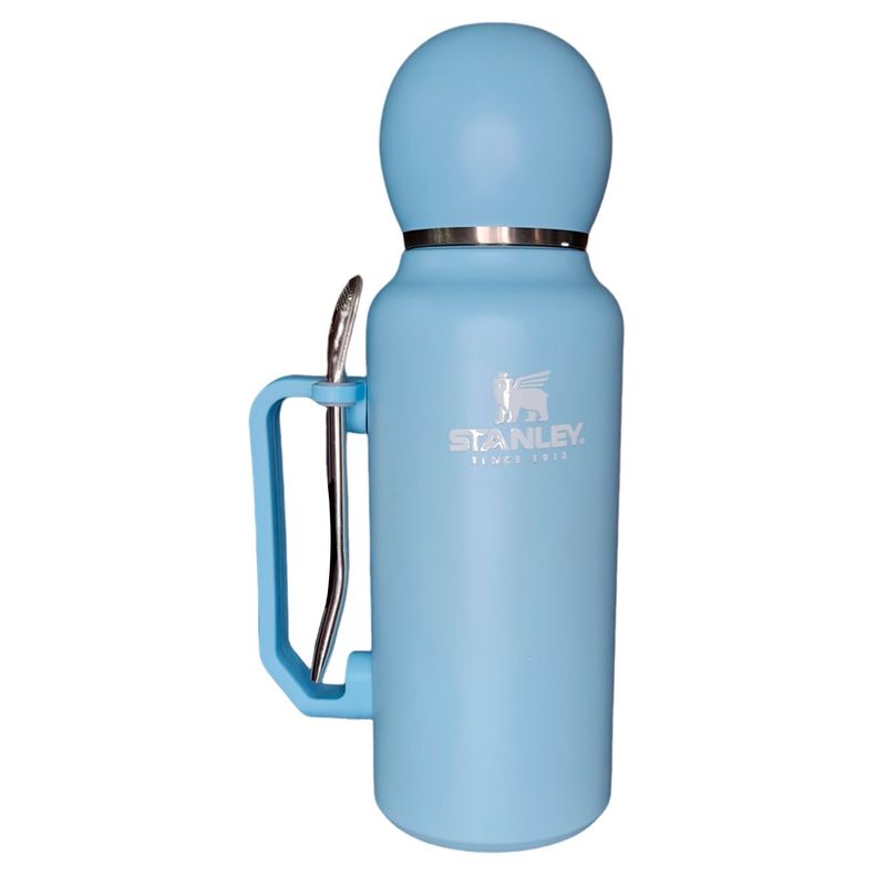 GENERICO - Termo Set Mate Acero Inox 1,3 Litros + Tapa Y Bombilla