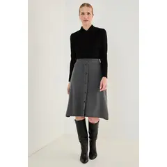 MA GRIFFE - Falda Larga Gris Marengo Mujer Magriffe