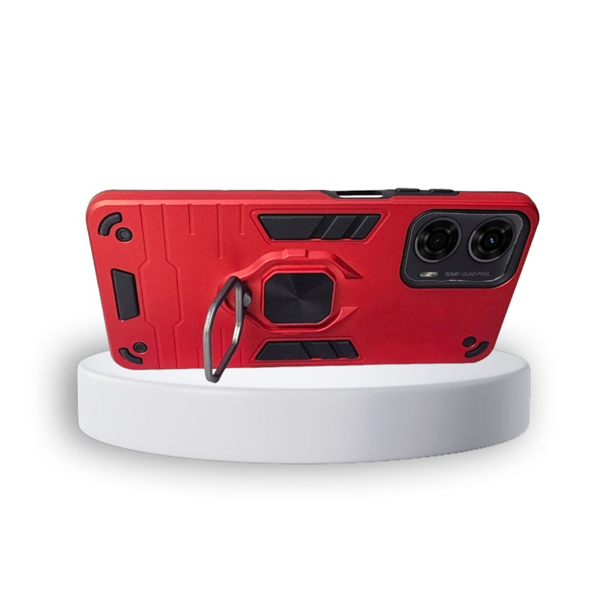 GENERICO - CARCASA ANILLO ANTIGOLPE PARA CELULAR MOTOROLA G24 COLOR ROJO