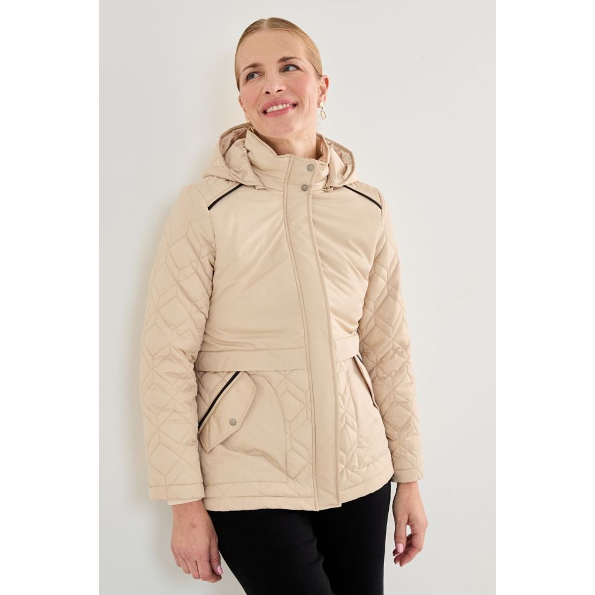 MA GRIFFE - Parka Corta Beige Mujer Magriffe