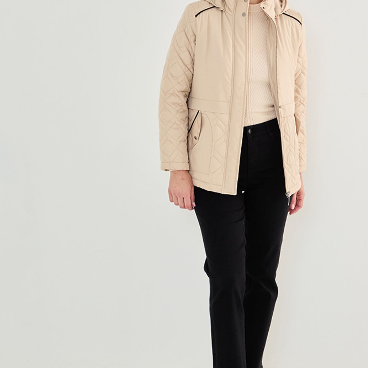 MA GRIFFE - Parka Corta Beige Mujer Magriffe