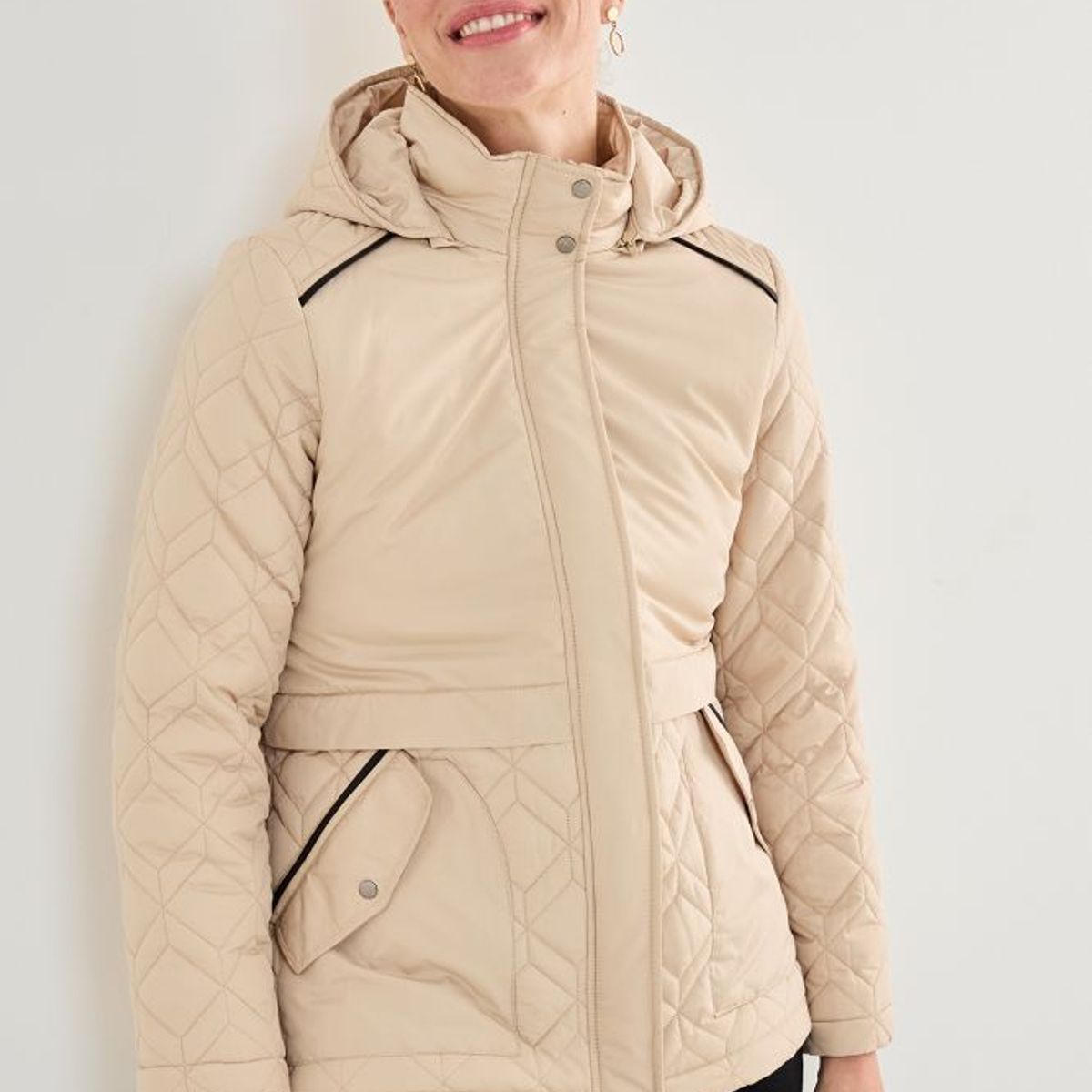 MA GRIFFE - Parka Corta Beige Mujer Magriffe