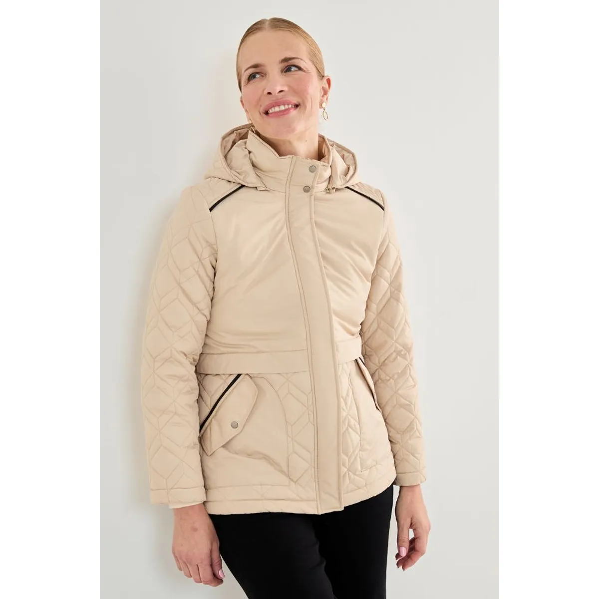 MA GRIFFE - Parka Corta Beige Mujer Magriffe