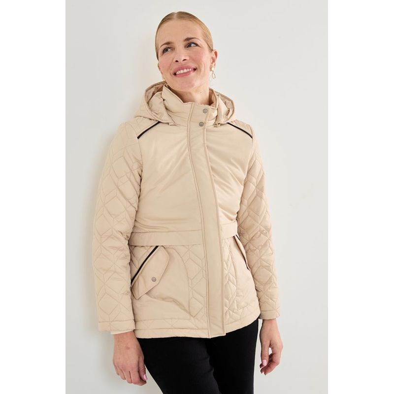 MA GRIFFE - Parka Corta Beige Mujer Magriffe
