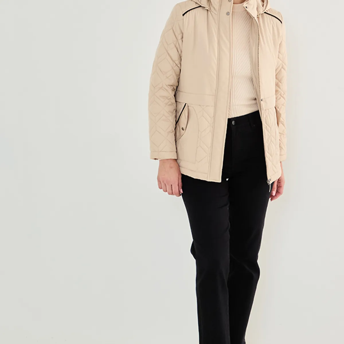 MA GRIFFE - Parka Corta Beige Mujer Magriffe