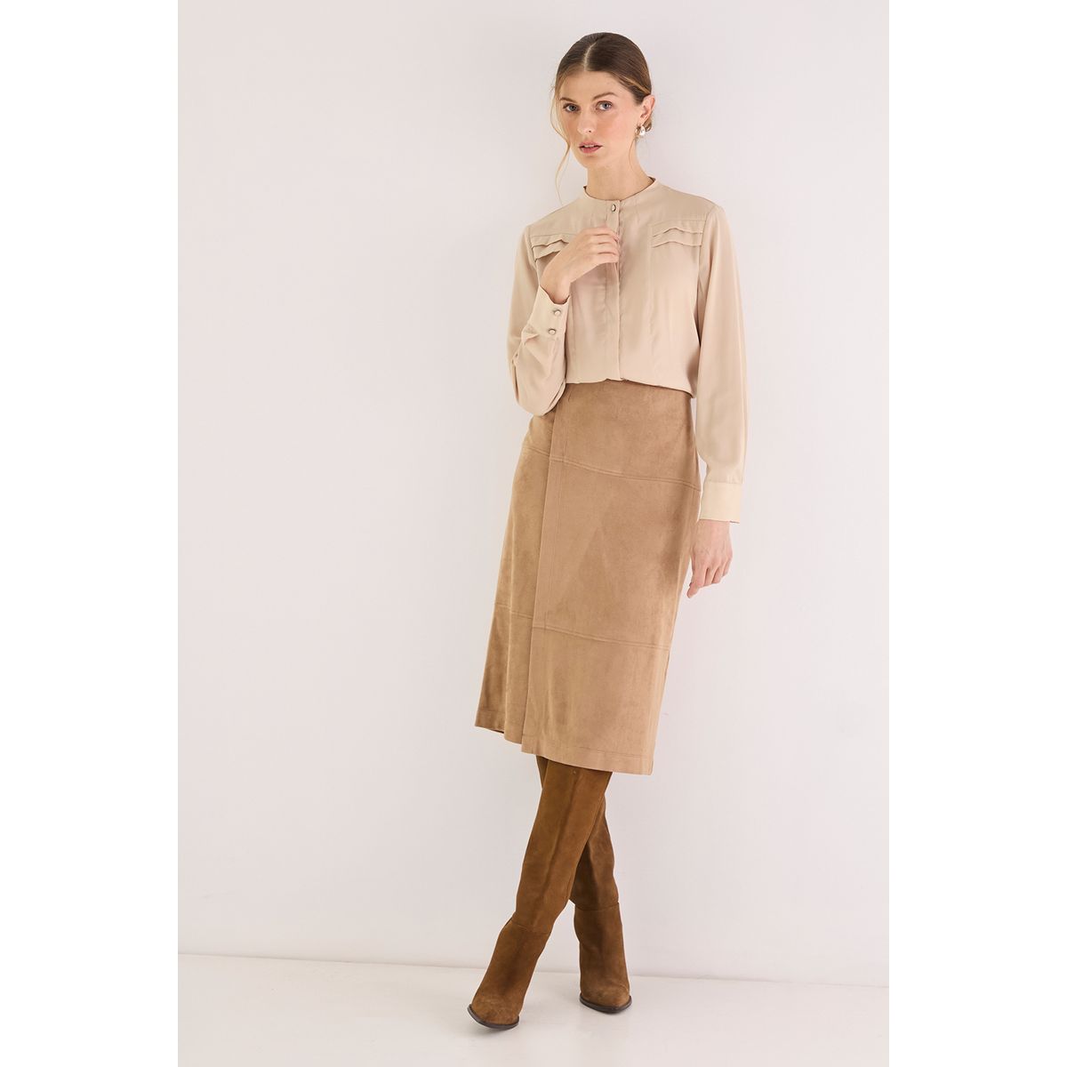 MA GRIFFE - Falda Larga Café Mujer Magriffe