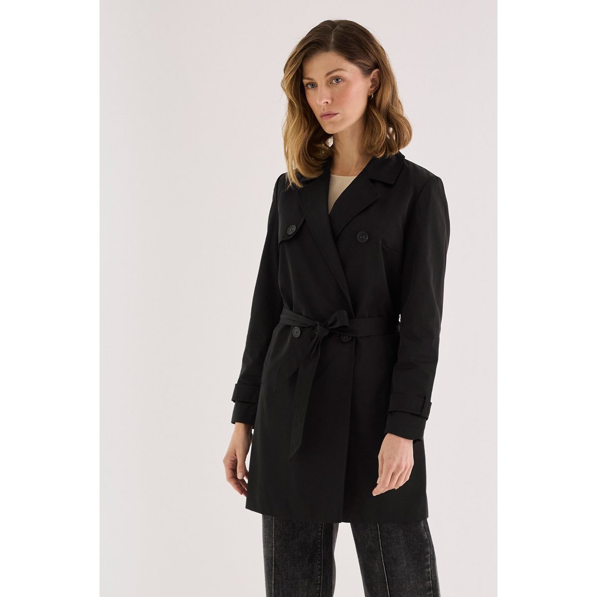 MA GRIFFE - Trench Negro Mujer Magriffe
