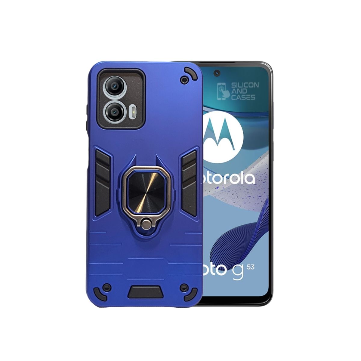 GENERICO - CARCASA ANILLO ANTIGOLPE PARA CELULAR MOTOROLA G53 COLOR AZUL