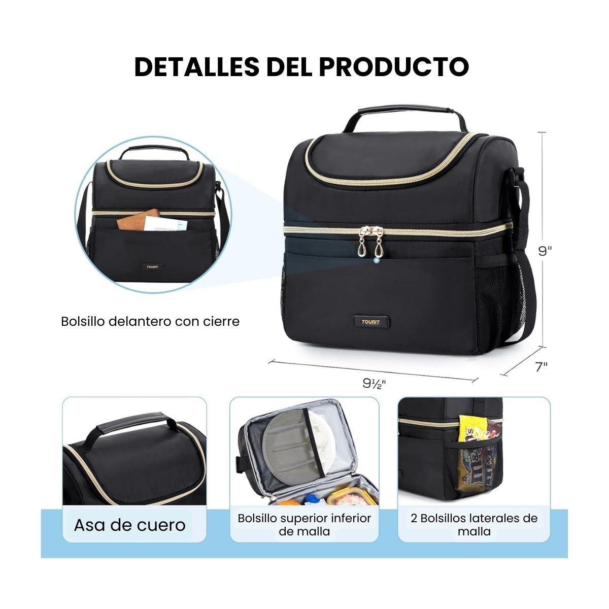 TOURIT - Tourit Lonchera Térmica de Doble Compartimiento 9L- Negro