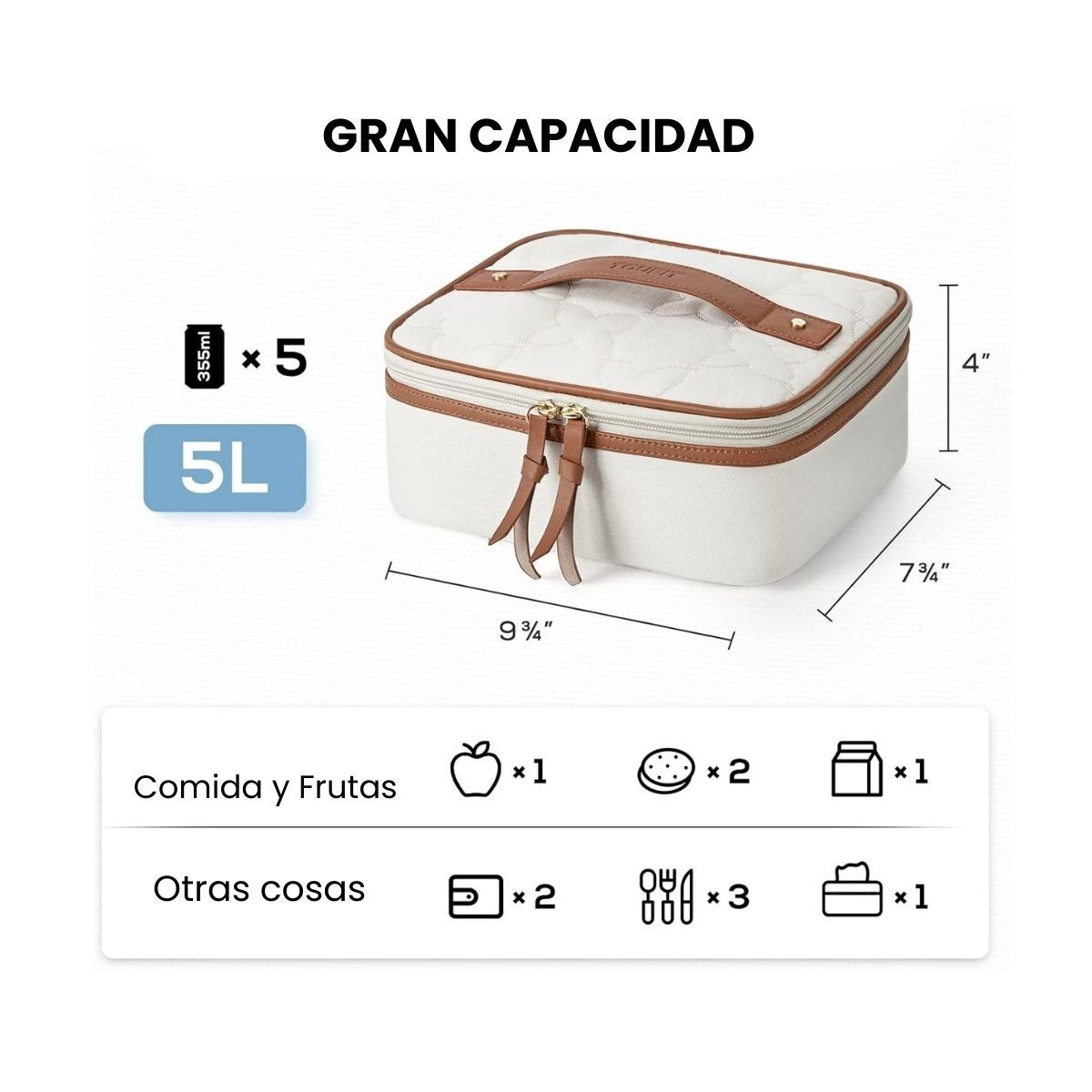 TOURIT - Tourit Lonchera Térmica Portátil 5L - Marrón y Beige