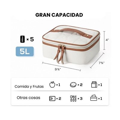 Imagen 2 del producto Lonchera Térmica Portátil 5L - Marrón y Beige