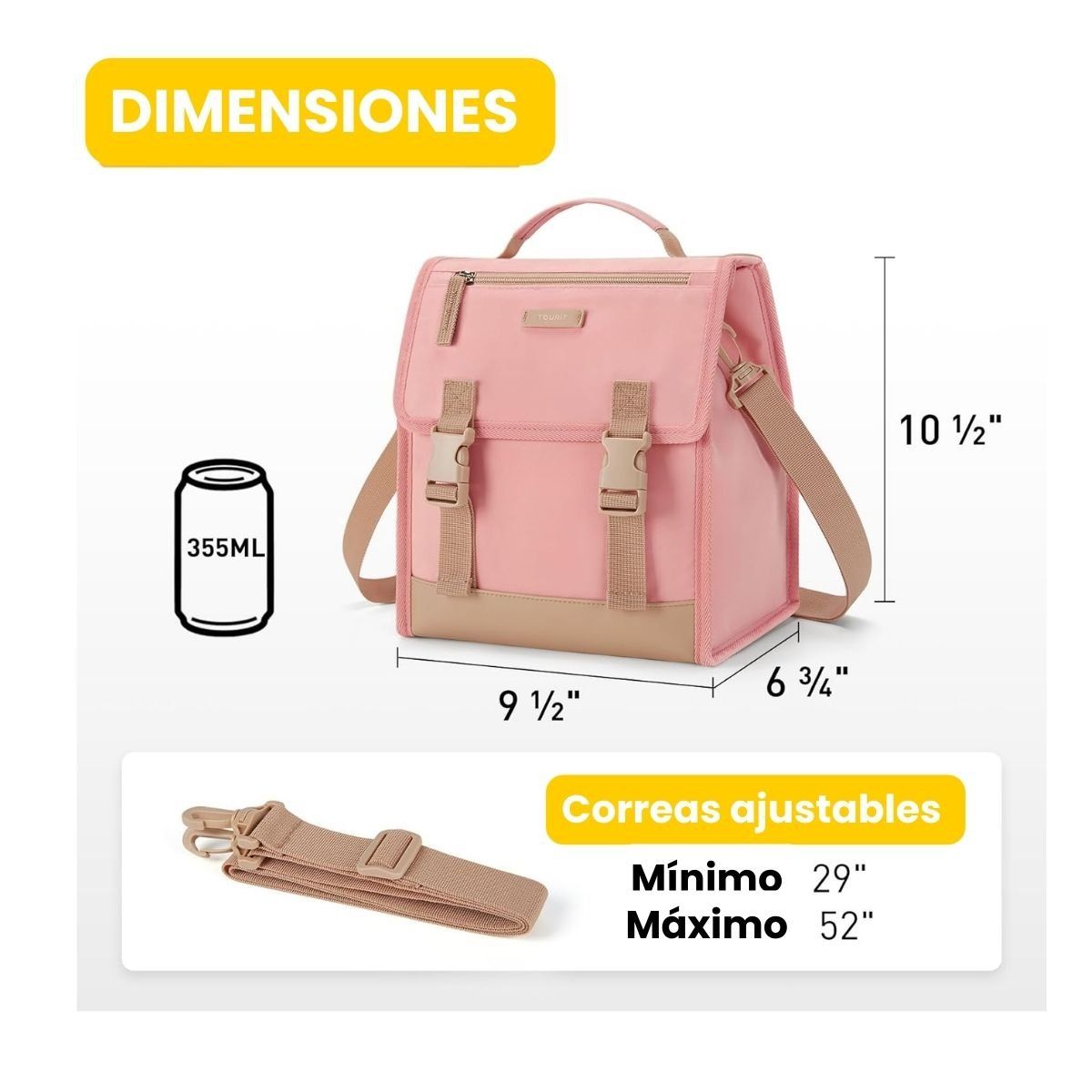 TOURIT - Tourit Lonchera Térmica con Hebillas 11L - Rosado