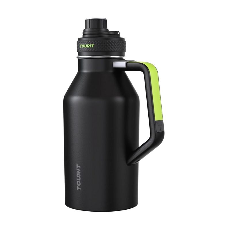 TOURIT - Tourit Botella de Agua Térmica Deportiva Anti Derrames con Asa 64oz- Negro