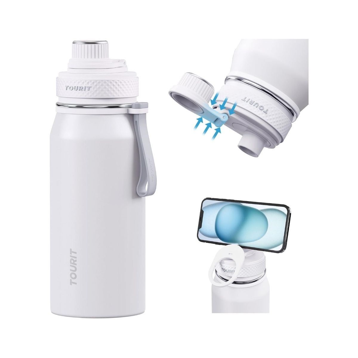 TOURIT - Tourit Botella de Agua Térmica Deportiva 32oz - Blanco