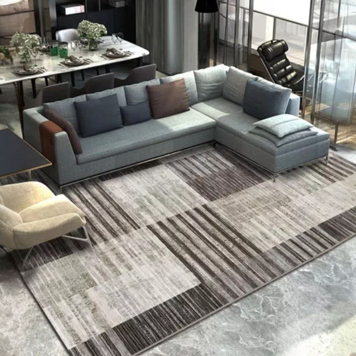 ANGELES DEL HOGAR - ALFOMBRA LISA CON DISEÑO EN 3D 200X240CM