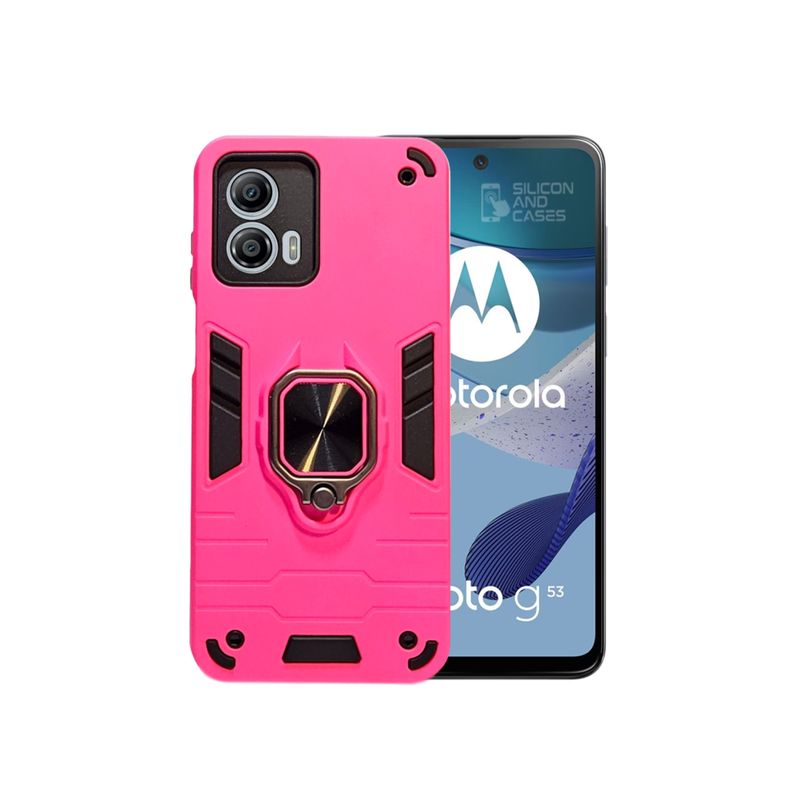 GENERICO - CARCASA ANILLO ANTIGOLPE PARA CELULAR MOTOROLA G53 COLOR FUCSIA