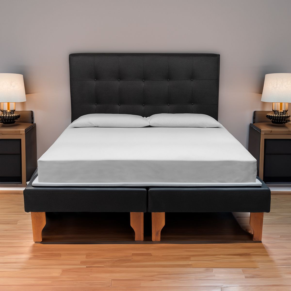 MUEBLES NEW - CAMA SUPER KING NEGRO LINO