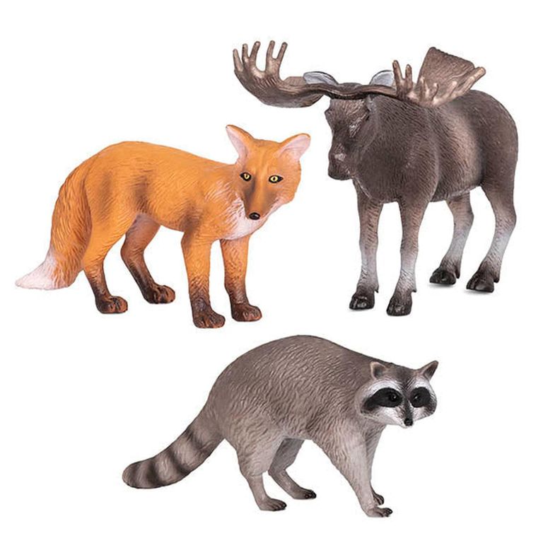Animales del bosque Alce zorro y mapache -