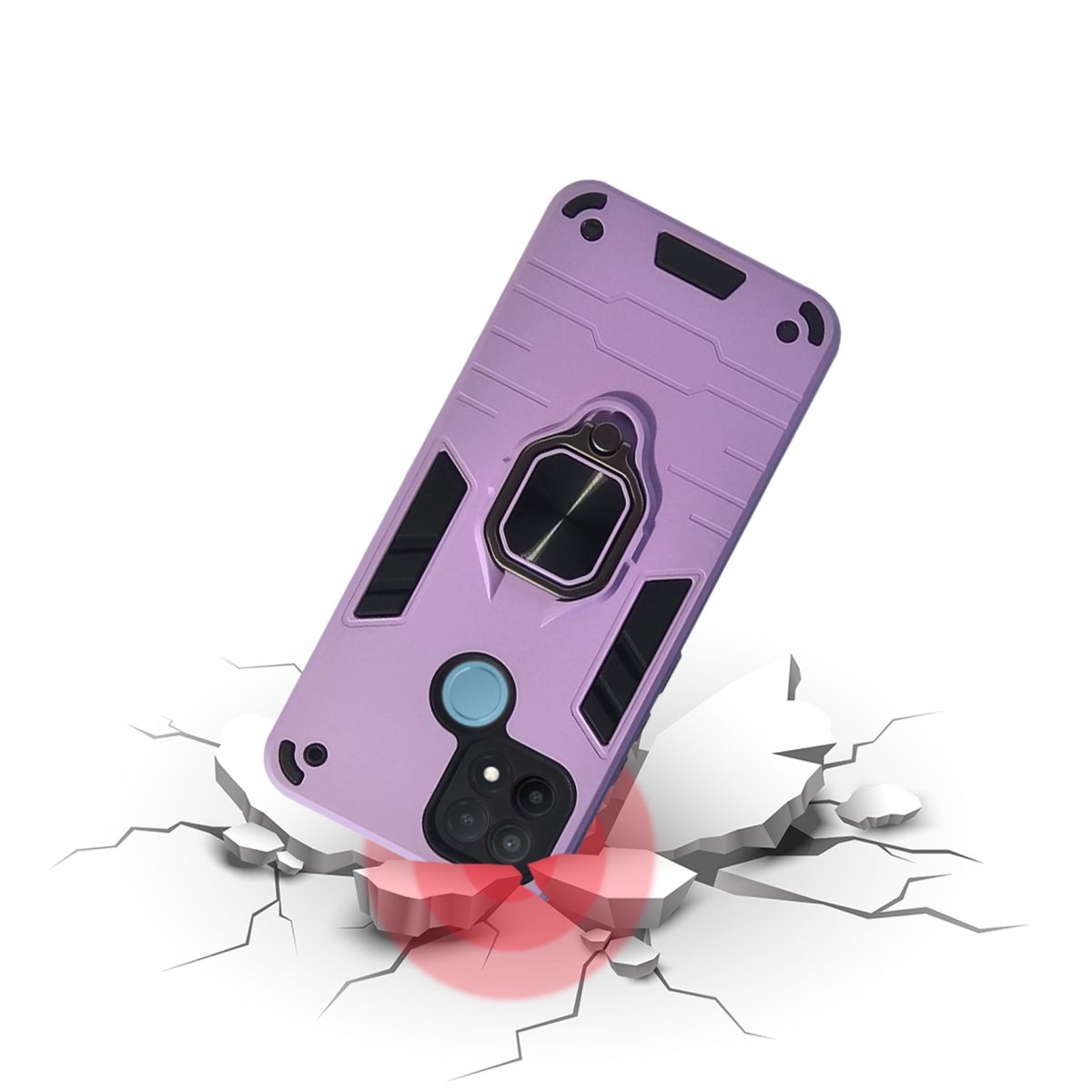 GENERICO - CARCASA ANILLO ANTIGOLPE PARA CELULAR OPPO A15 COLOR LILA