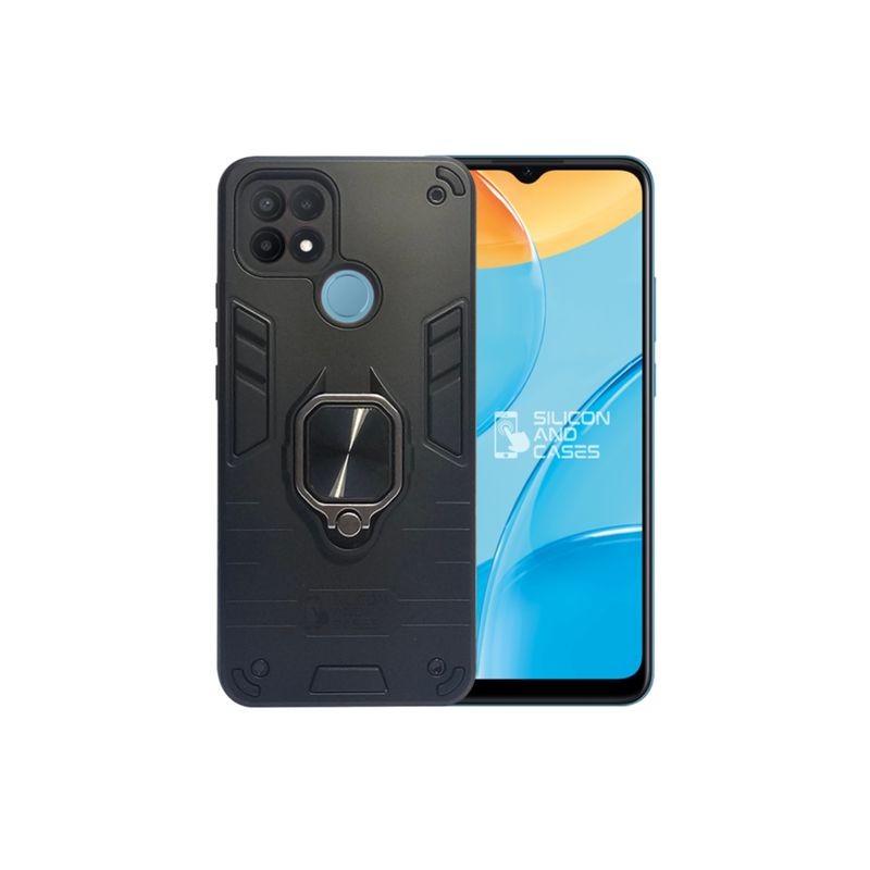 GENERICO - CARCASA ANILLO ANTIGOLPE PARA CELULAR OPPO A15 COLOR NEGRO