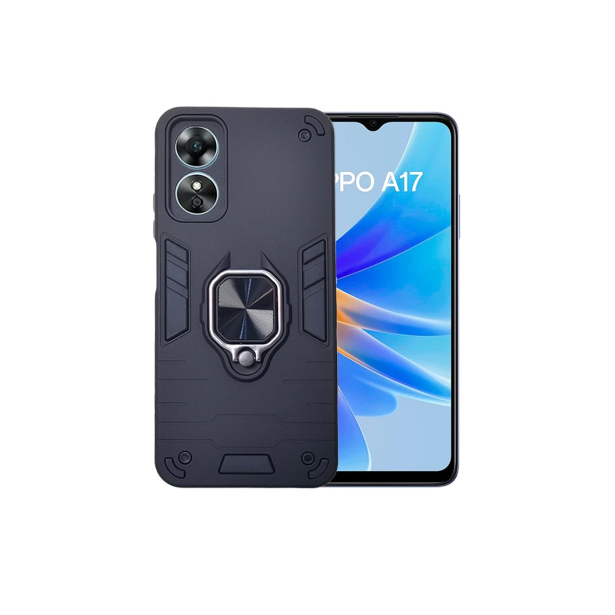 GENERICO - CARCASA ANILLO ANTIGOLPE PARA CELULAR OPPO A17 COLOR NEGRO