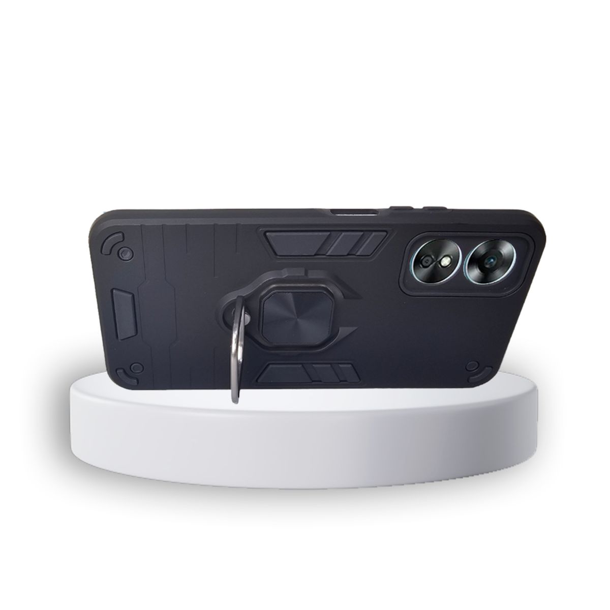 GENERICO - CARCASA ANILLO ANTIGOLPE PARA CELULAR OPPO A17 COLOR NEGRO