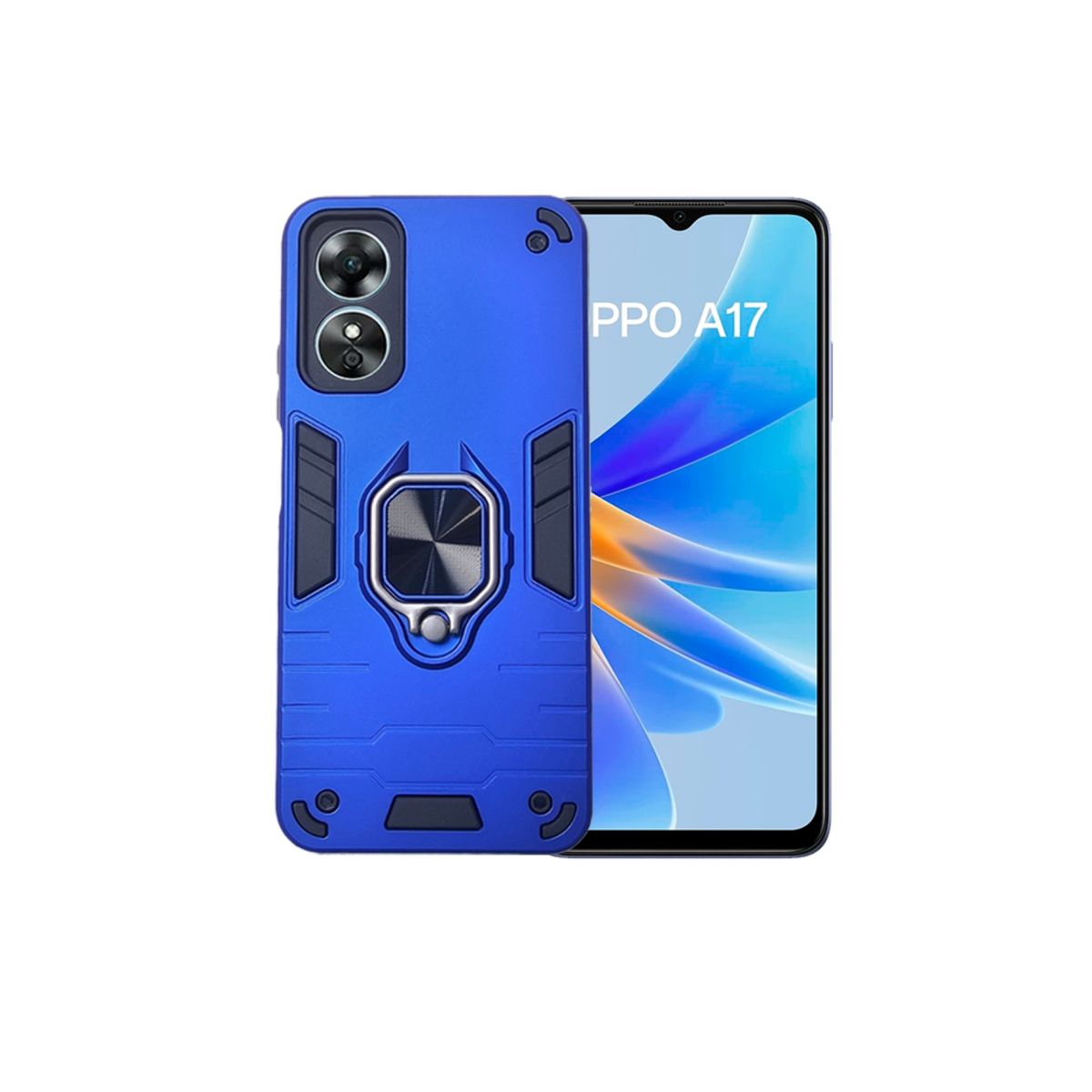GENERICO - CARCASA ANILLO ANTIGOLPE PARA CELULAR OPPO A17 COLOR AZUL