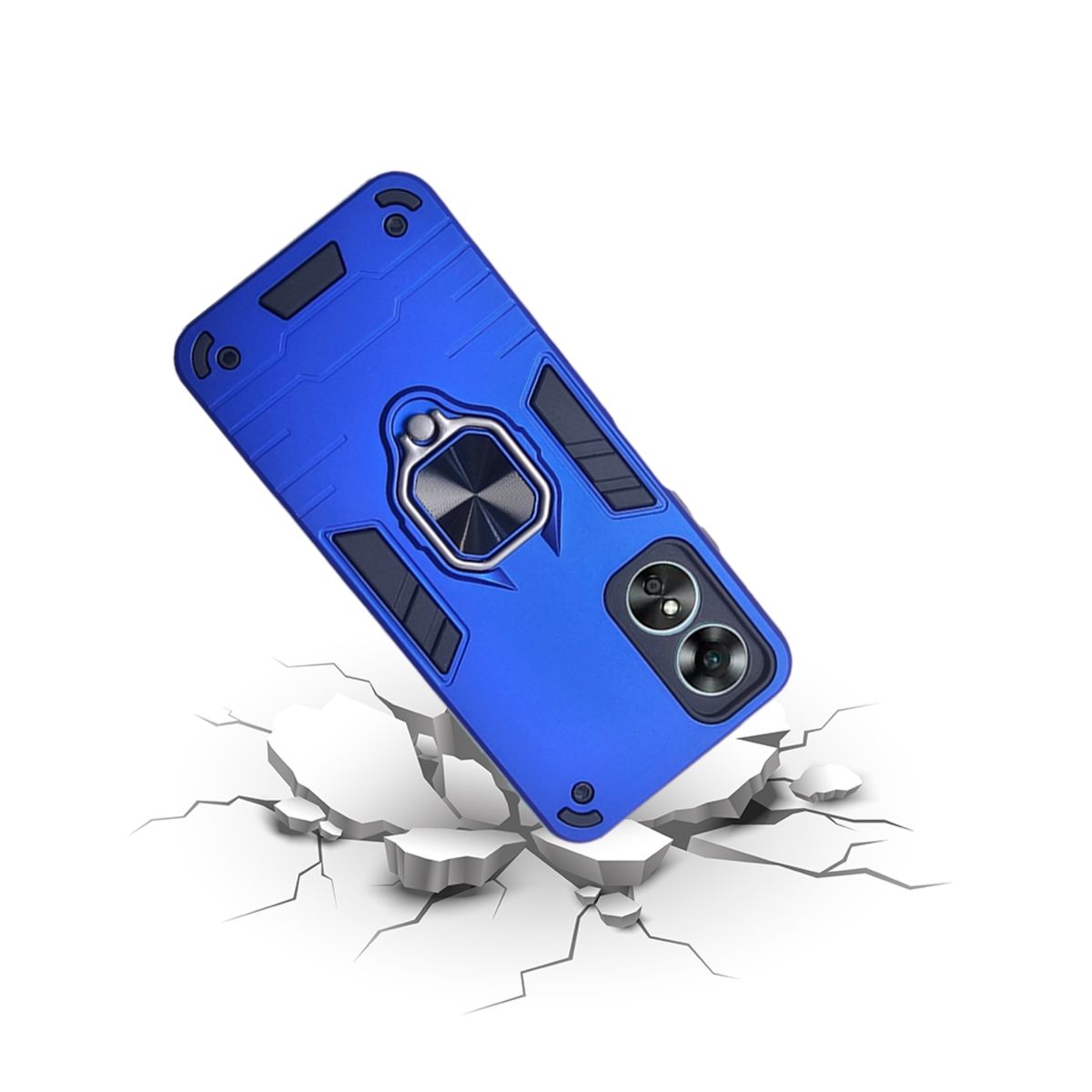 GENERICO - CARCASA ANILLO ANTIGOLPE PARA CELULAR OPPO A17 COLOR AZUL