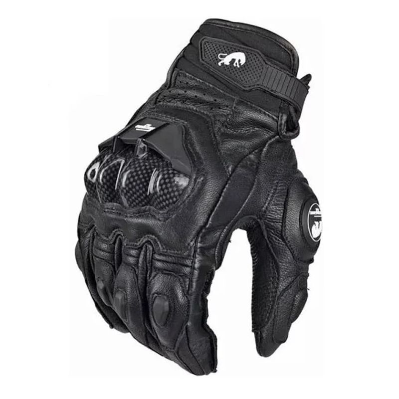 GENERICO - Guantes de cuero para motociclistas