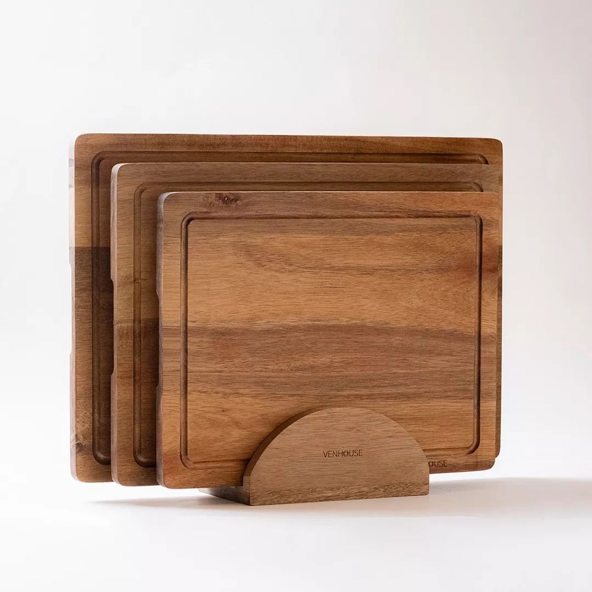 VENHOOUSE - Set De 3 Tablas De Cortar De Acacia Para Picar Y Cortar