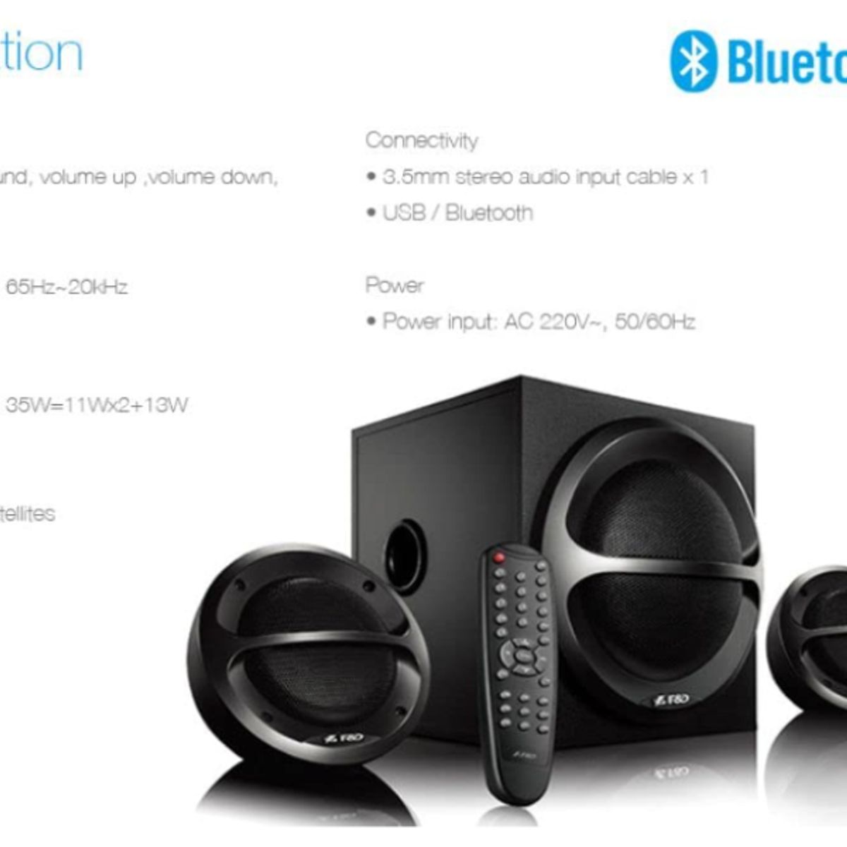 GENERICO - Parlantes 2.1 - FENDA A111X - 70W Peak Power - Bluetooth - FM  - Black