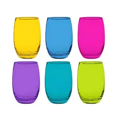 CRISTAL - Set 6 Vasos Bajos Mikonos Full Color 460cc