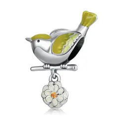 TODOJOYAS - Charm Dije Plata 925 Pajaro Ave Amarillo en Flor