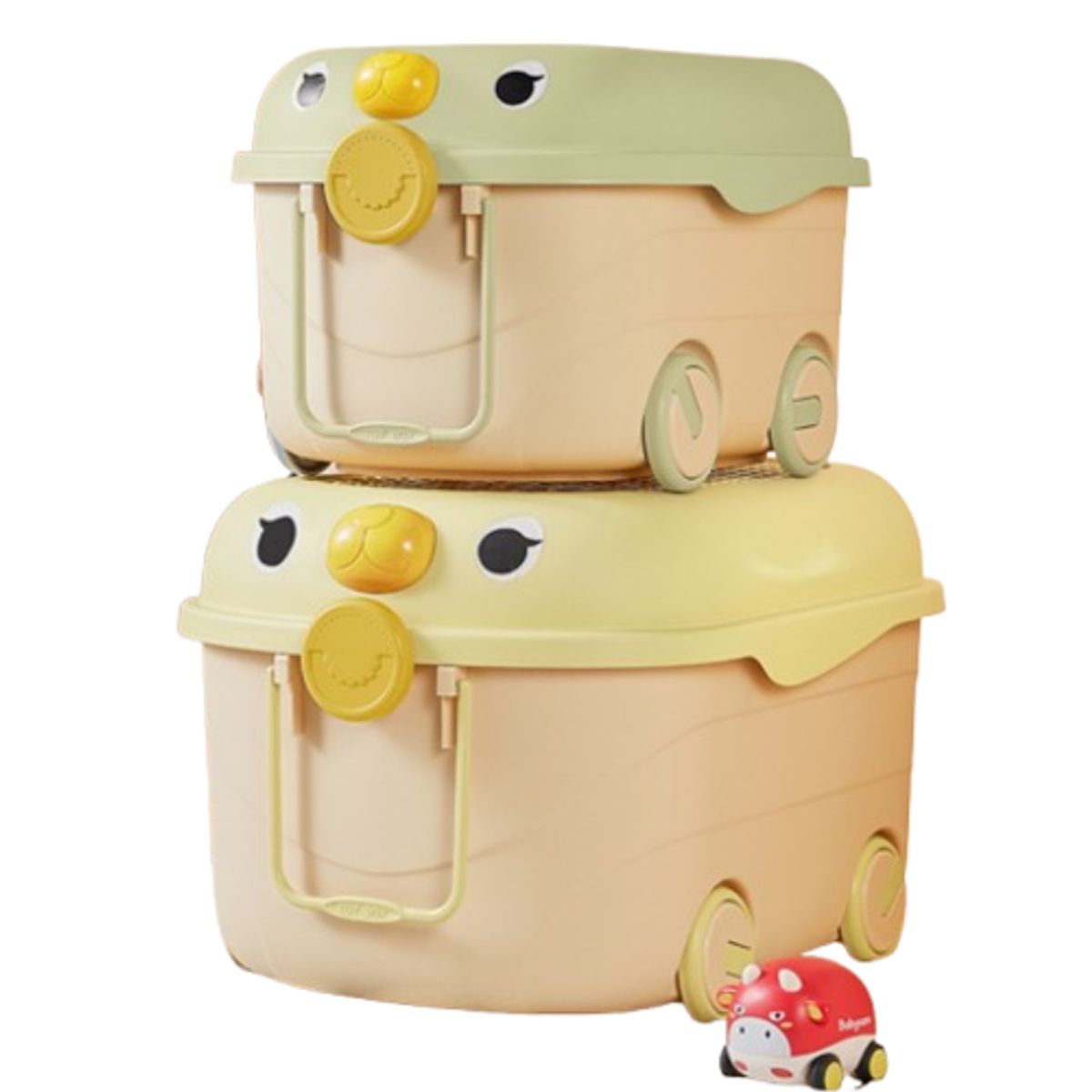 GENERICO - Baúl de Juguetes Infantil Organizador con Ruedas Diseño de Pajarito Verde