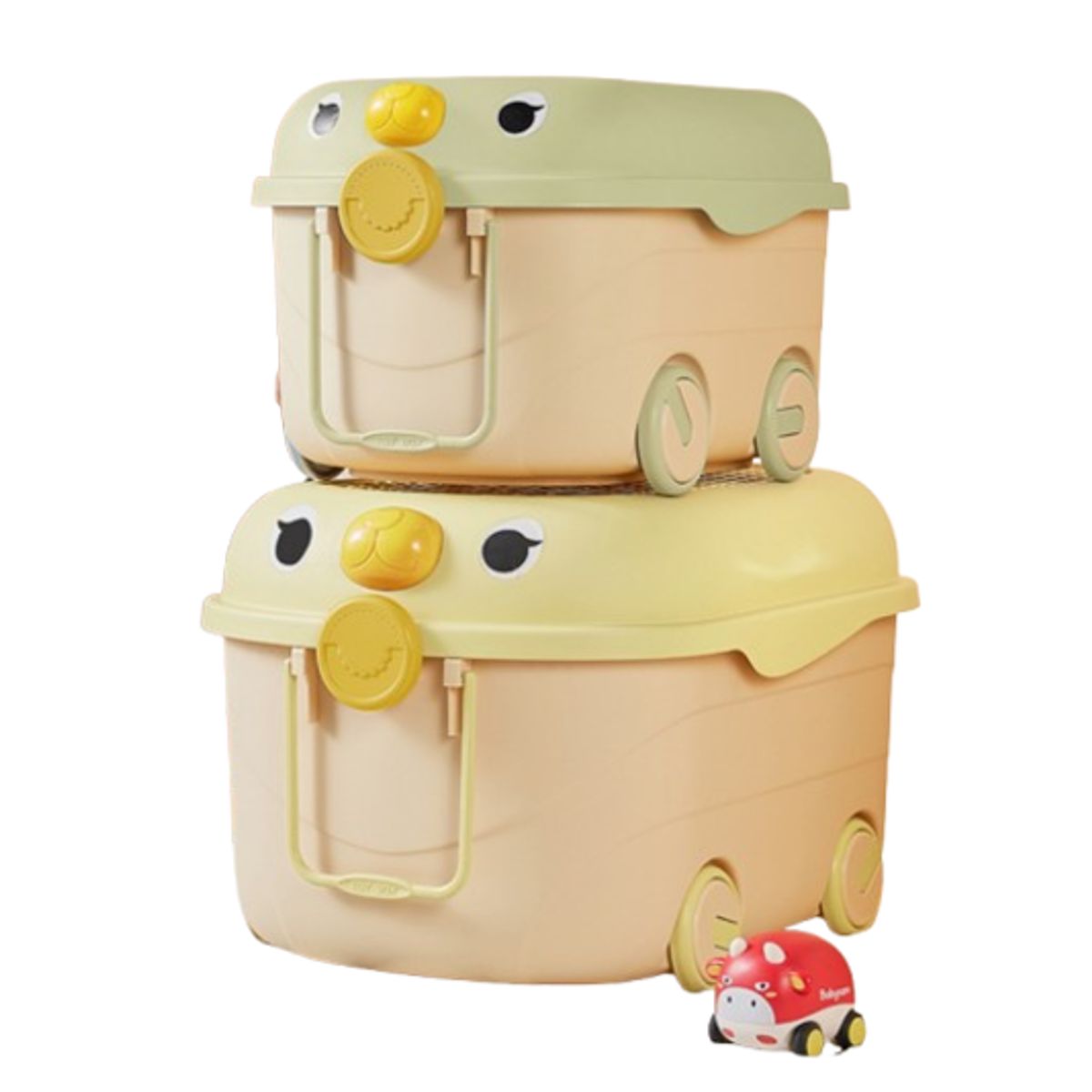 GENERICO - Baúl de Juguetes Infantil Organizador con Ruedas Diseño de Pajarito Verde