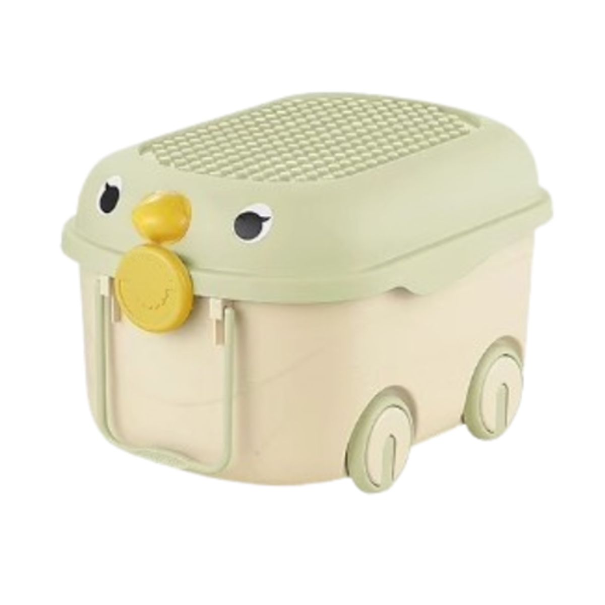 GENERICO - Baúl de Juguetes Infantil Organizador con Ruedas Diseño de Pajarito Verde