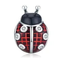 TODOJOYAS - Charm Dije Plata 925 Mariquita Roja con Negro