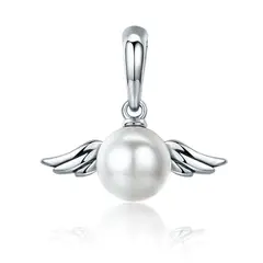 TODOJOYAS - Charm Dije Plata 925 Alas de Angel Perla