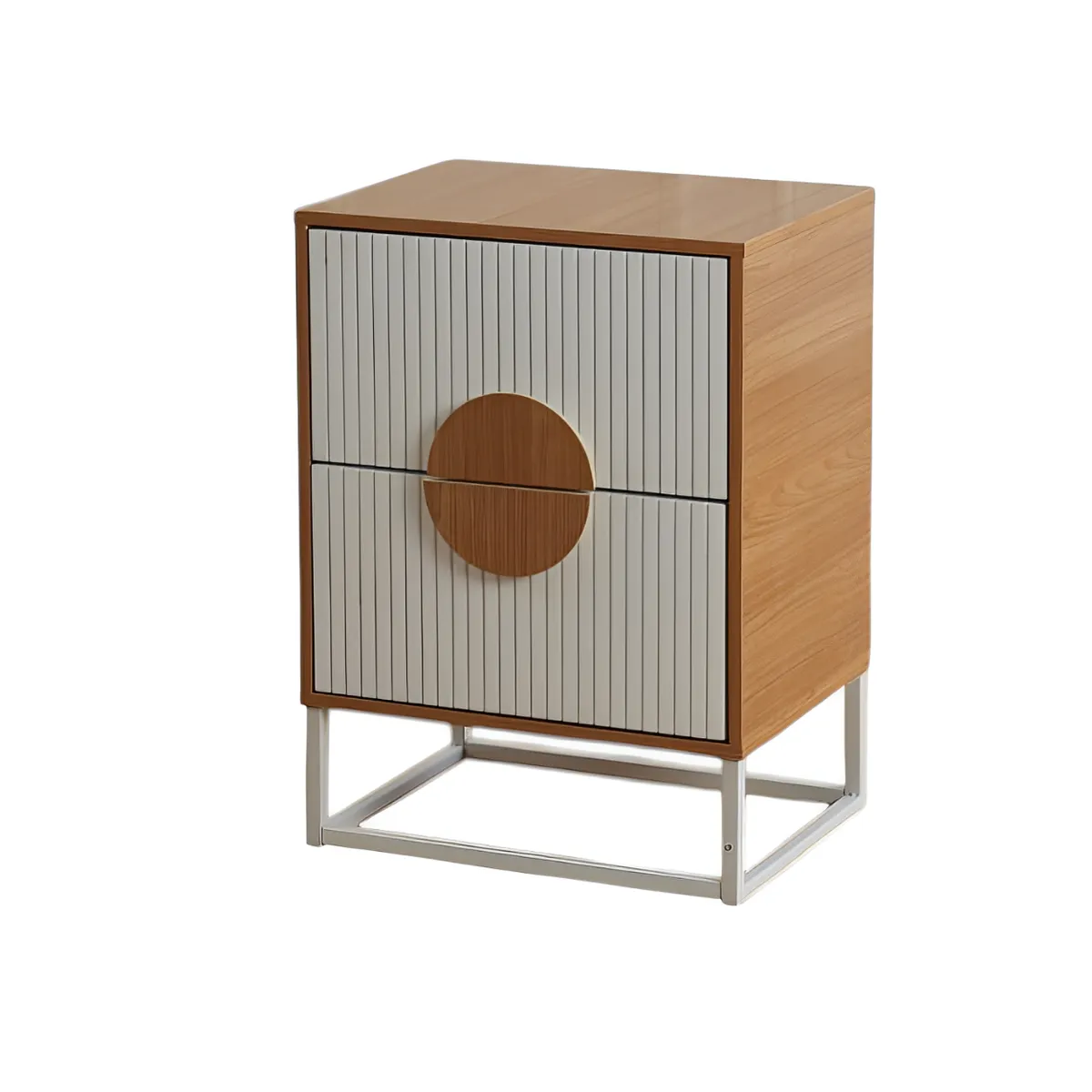 SPACE HOME - Velador Lumière 2 Cajones moderno madera con blanco