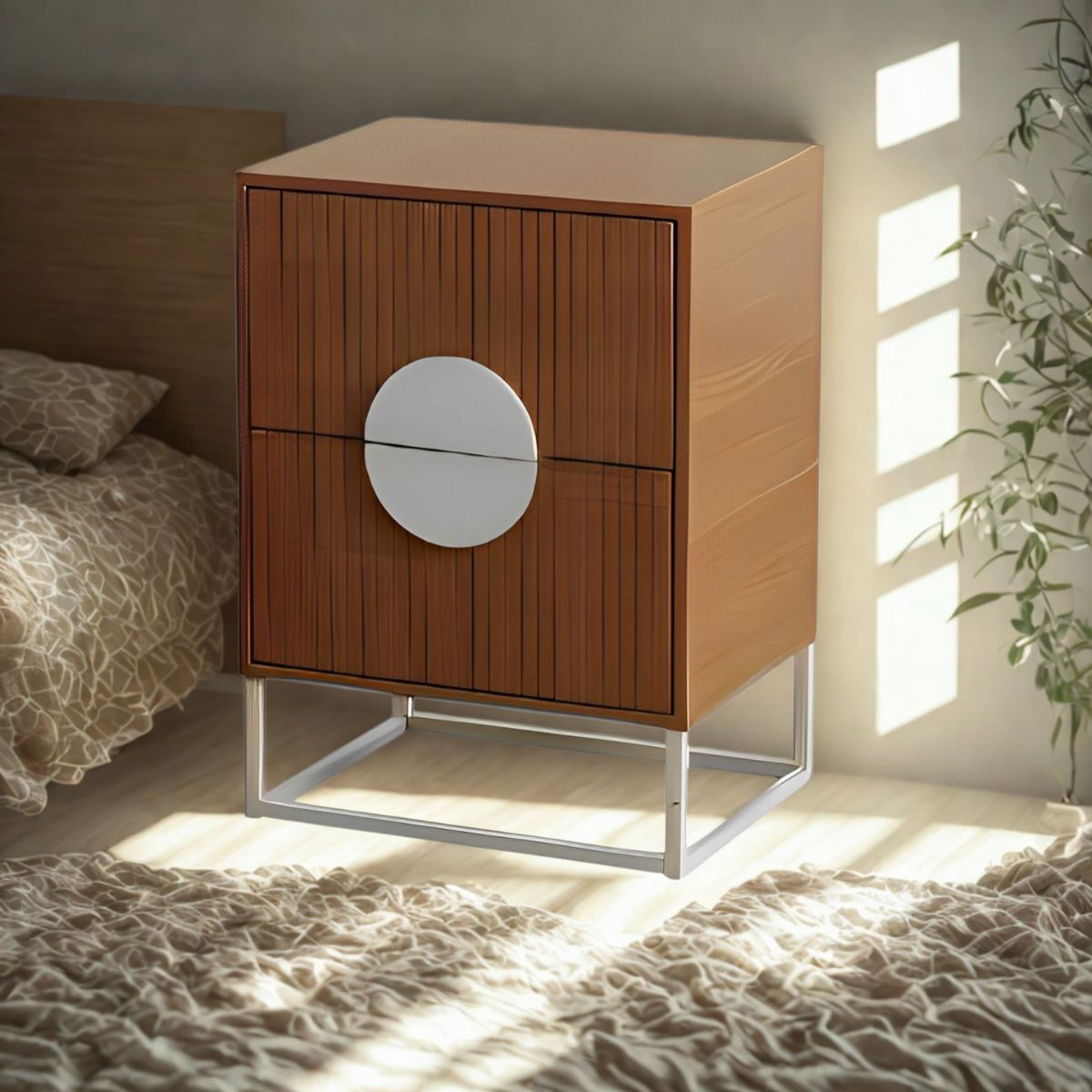 SPACE HOME - Velador Lumière 2 Cajones amplios estilo moderno madera