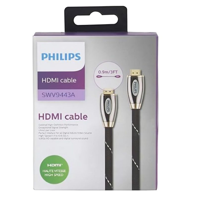 PHILIPS - CABLE HDMI MALLA MACHO MACHO 0,9 MTS 4K 3D.