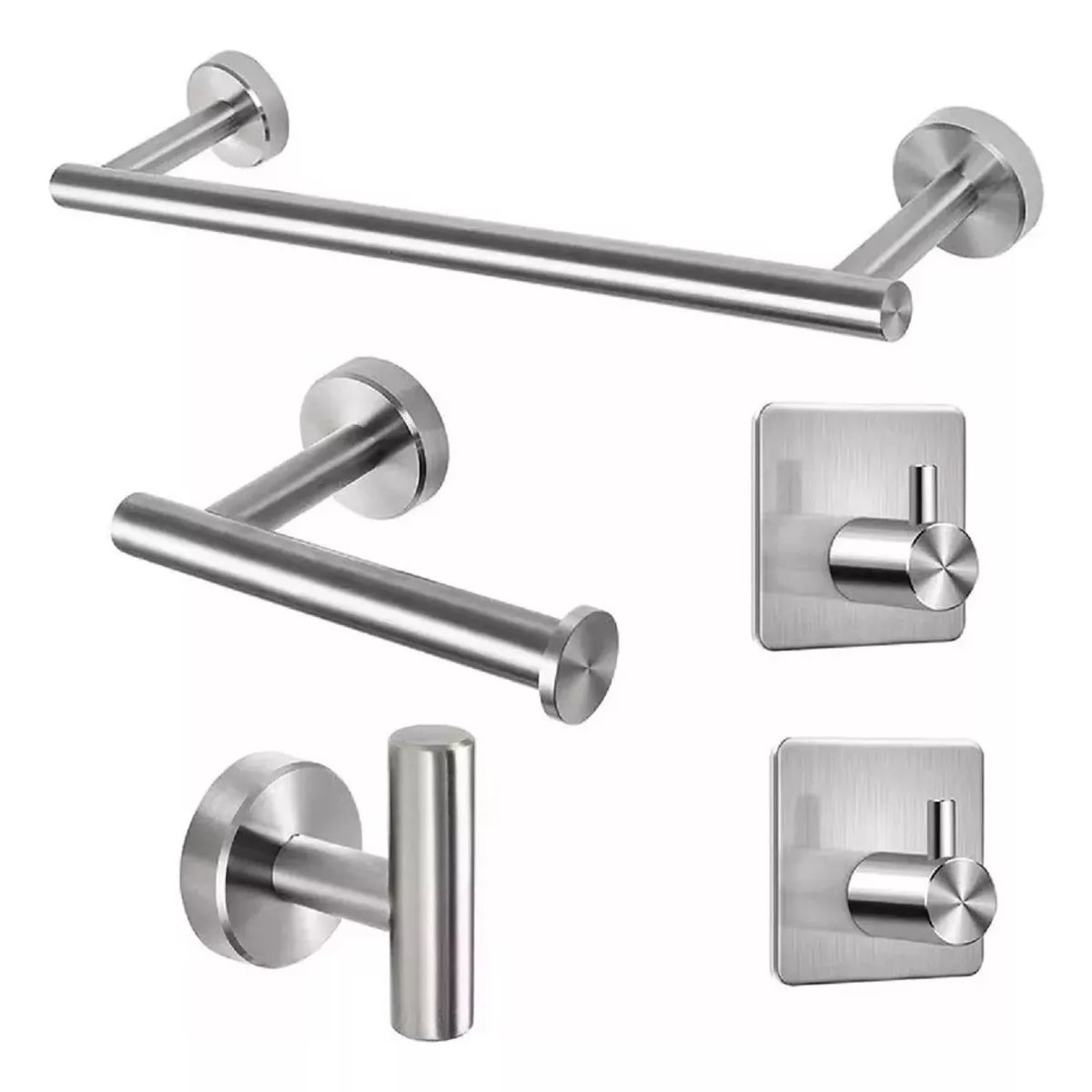 GENERICO - Set De 5 Accesorios De Baño Acero Inoxidable Plata
