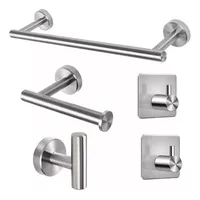 Set De 5 Accesorios De Baño Acero Inoxidable Plata