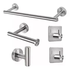 GENERICO - Set De 5 Accesorios De Baño Acero Inoxidable Plata