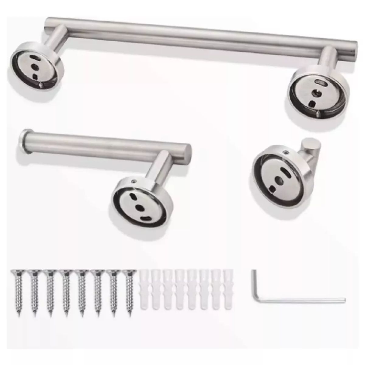 GENERICO - Set De 5 Accesorios De Baño Acero Inoxidable Plata