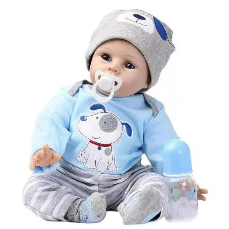 GENERICO - Juguete Muñeco Realista 55cm Pijama Celeste Infantil