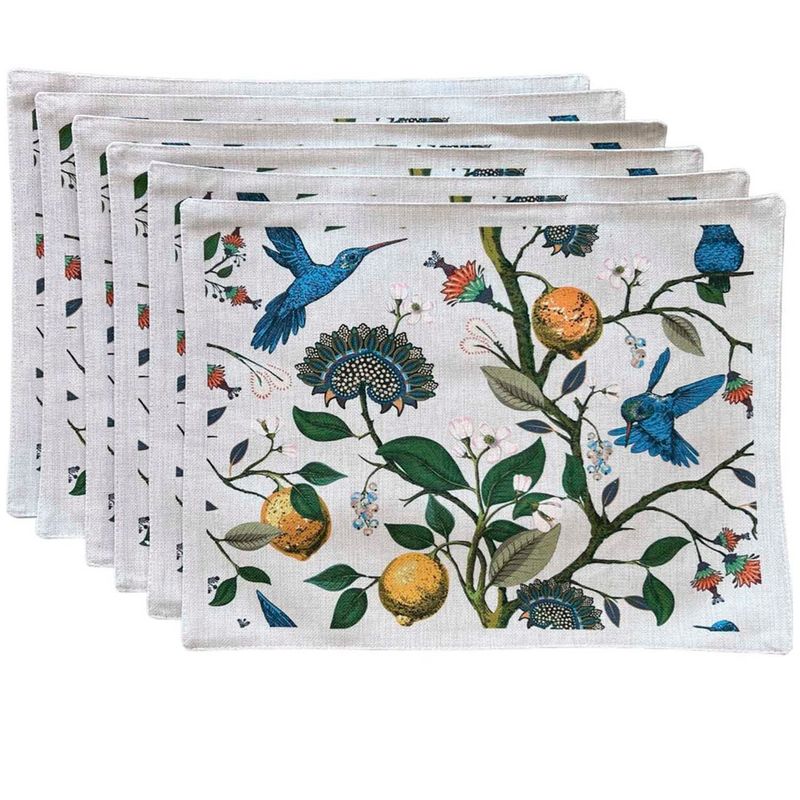 GENERICO - Set 6 Individuales de Lino 35x45 Tela Repelente a Liquido - antimancha