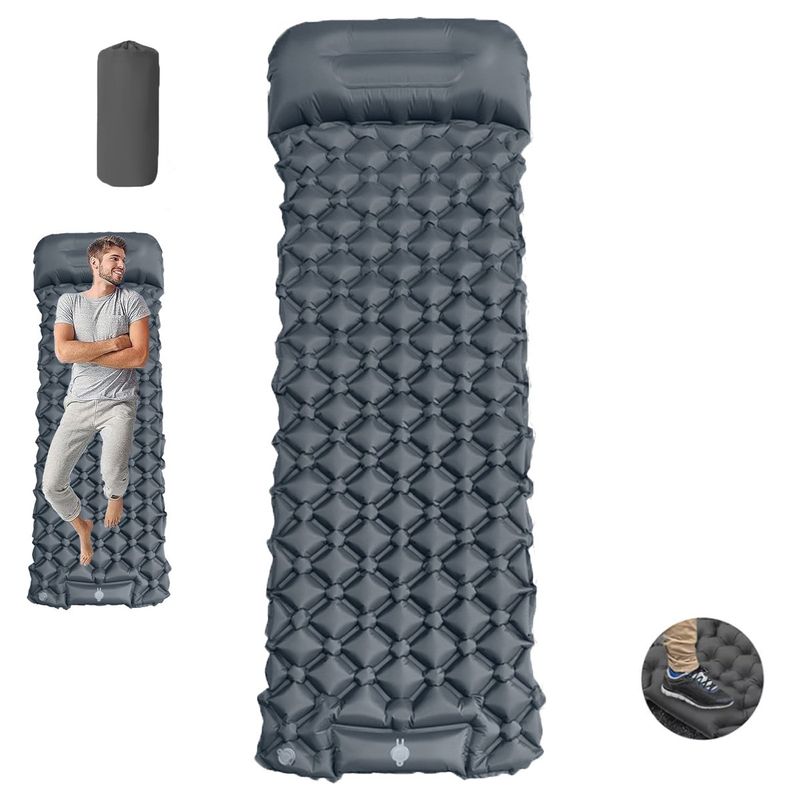 GENERICO - Colchoneta De Dormir Inflable Con Bomba De Pie-Gris